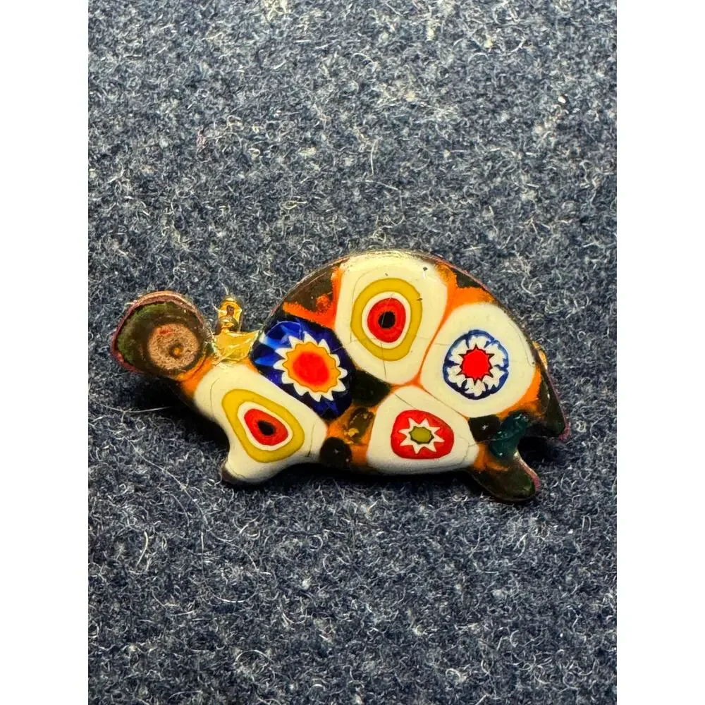 Vintage Murano Millefiori Glass Turle Pin/Brooch